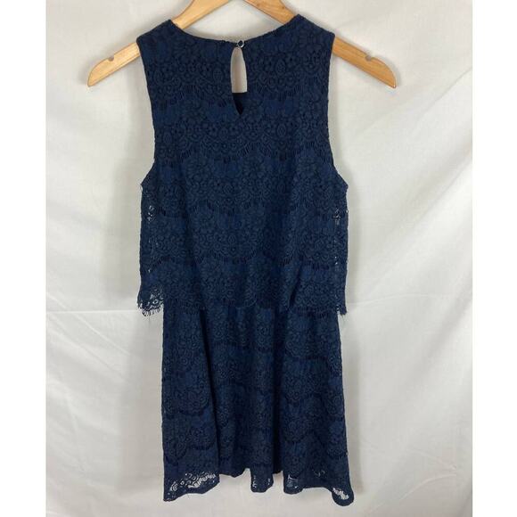 Monteau Navy Lace Layered Sleeveless Dress Size Small - Picture 6 of 6